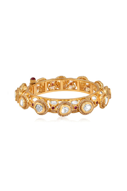 Gold Plated Kundan Polki Bangle