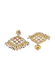Gold Plated Jadau & Faux Pearl Dangler Earrings