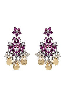Two-Tone Finish Pink Semi-Precious Stone Necklace Set
