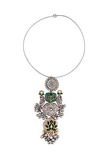 Two-Tone Finish Pink Semi-Precious Stone Necklace