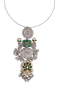 Two-Tone Finish Pink Semi-Precious Stone Necklace