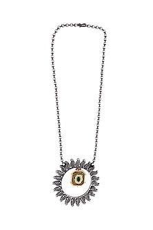 Two-Tone Finish Pink & Green Semi-Precious Stone Long Necklace