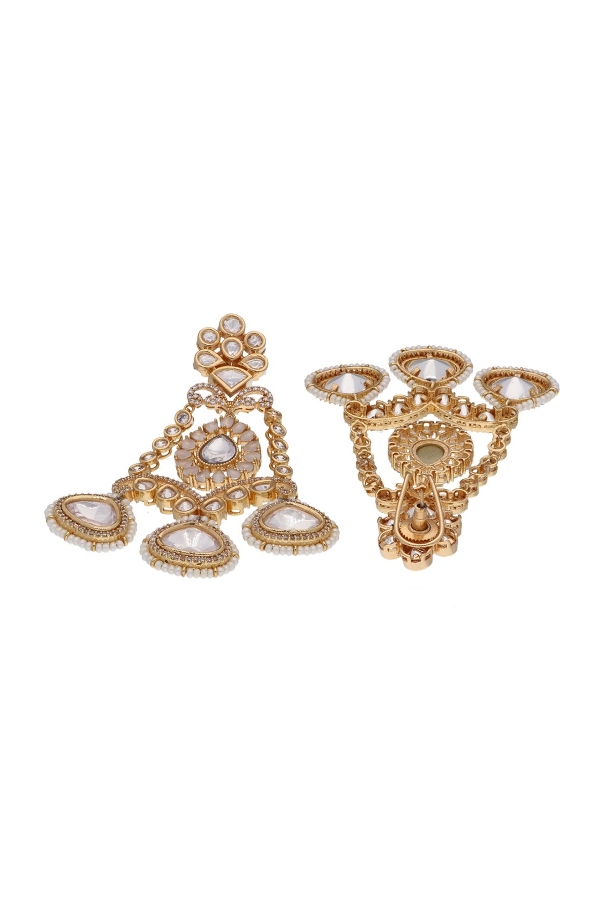 Gold Plated Kundan Polki Dangler Earrings