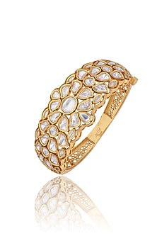 Gold Finish Kundan Polki Floral Kada