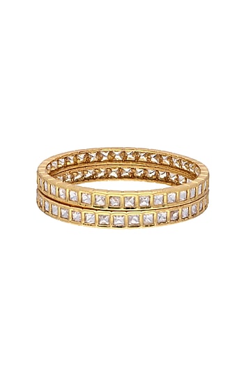 Gold Plated Kundan Polki Bangles (Set Of 2)