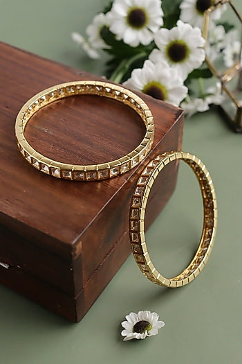 Gold Plated Kundan Polki Bangles (Set Of 2)
