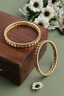 Gold Plated Kundan Polki Bangles (Set Of 2)