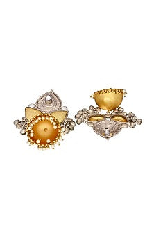 Two-Tone Finish Pearl Jhumka Earrings