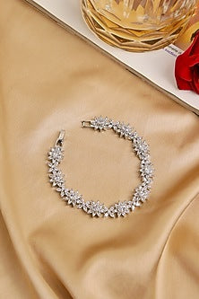 White Rhodium Finish Cubic Zirconia Bracelet