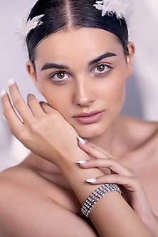 White Rhodium Finish Cubic Zirconia Bracelet
