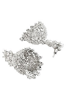 White Rhodium Finish Cubic Zirconia Jhumka Earrings
