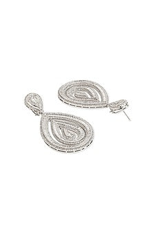 White Rhodium Finish Cubic Zirconia Dangler Earrings