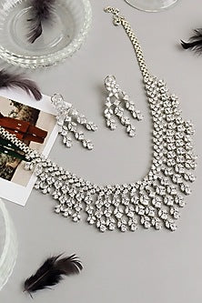 White Rhodium Finish Cubic Zirconia Necklace Set