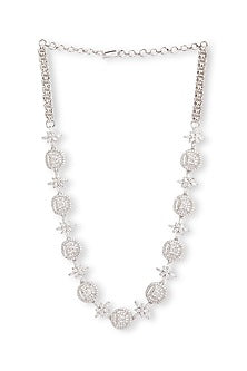 White Rhodium Finish Cubic Zirconia Necklace Set