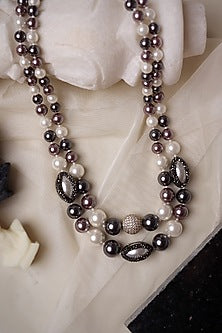 Rhodium Finish Layered Pearl Necklace