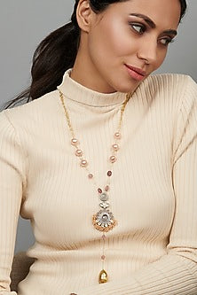 Gold Plated Baroque Pearl Long Necklace