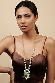 Gold Plated Enameled Long Necklace