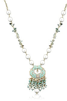 Gold Plated Enameled Long Necklace