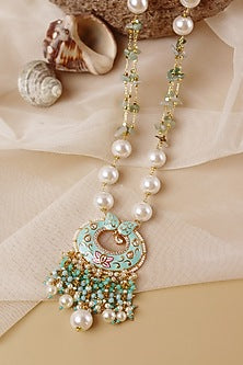 Gold Plated Enameled Long Necklace