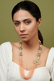 Gold Plated Pearl Double Layered Necklace
