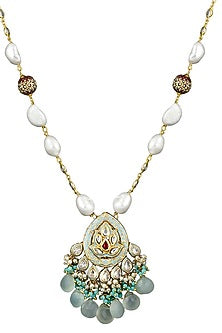 Gold Plated Baroque Pearl & Hydro Quartz Necklace