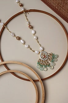 Gold Plated Baroque Pearl & Hydro Quartz Necklace