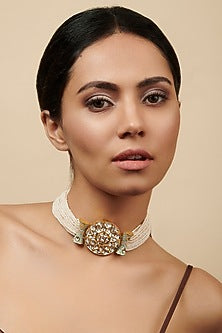 Gold Plated Pearl Choker Necklace