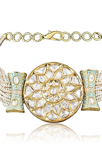 Gold Plated Pearl Choker Necklace