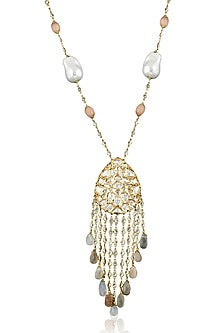 Gold Plated Crystal Beaded Long Necklace