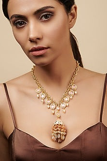 Gold Plated Jhumka Long Necklace
