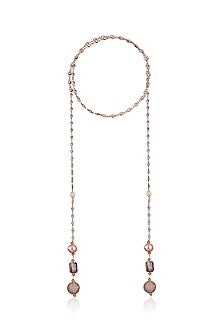 Gold Plated Crystalline Stone Scarf Necklace