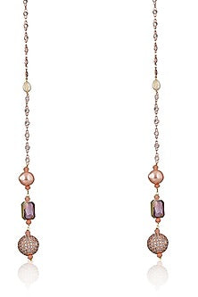 Gold Plated Crystalline Stone Scarf Necklace
