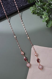 Gold Plated Crystalline Stone Scarf Necklace