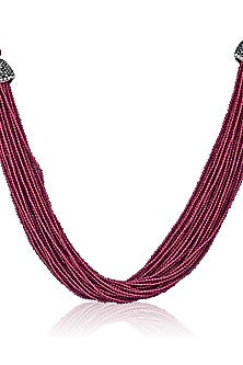 Gold Plated Deep Red Crystalline Stone Necklace