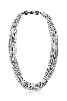Grey Rhodium Finish Long Necklace