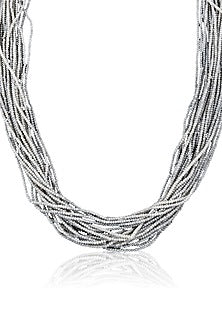 Grey Rhodium Finish Long Necklace