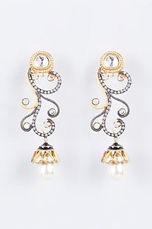 Two Tone Finish Shell Pearl Earrings
