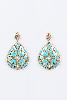 Gold Plated Cubic Zirconia Enameled Earrings