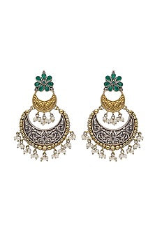 Gold Finish Semi-Precious Stone Chandbali Earrings