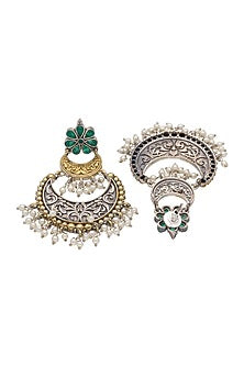 Gold Finish Semi-Precious Stone Chandbali Earrings