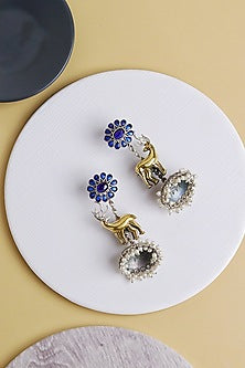 Two-Tone Finish Antler Statement Jhumka Earrings