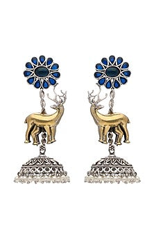 Two-Tone Finish Antler Statement Jhumka Earrings