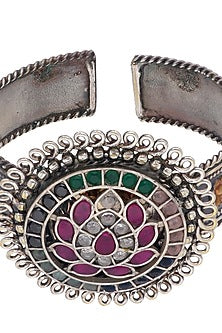 Silver Finish Semi-Precious Stone Cuff