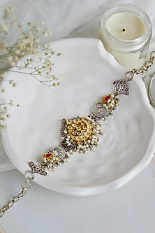 Two-Tone Finish Semi-Precious Stone Choker Necklace