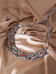 Two-Tone Finish Ghungroo Glare & Semi-Precious Stone Necklace