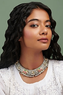 Two-Tone Finish Ghungroo Glare & Semi-Precious Stone Necklace