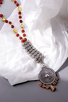Two-Tone Finish Rudraksha Beads Temple Long Necklace