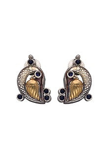 Two-Tone Finish Semi- Precious Stone Temple Necklace Set