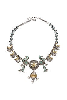 Two-Tone Finish Semi- Precious Stones Necklace Set