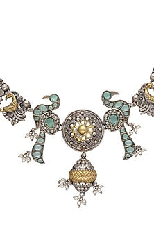 Two-Tone Finish Semi- Precious Stones Necklace Set